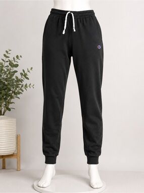 Champion Eco Authentic Black Fleece Jogger Sweatpants Women’s Small Logo S